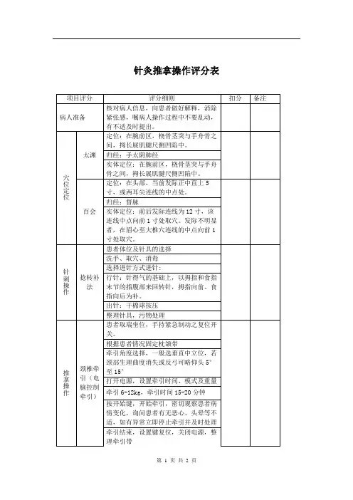 针灸推拿操作评分表2
