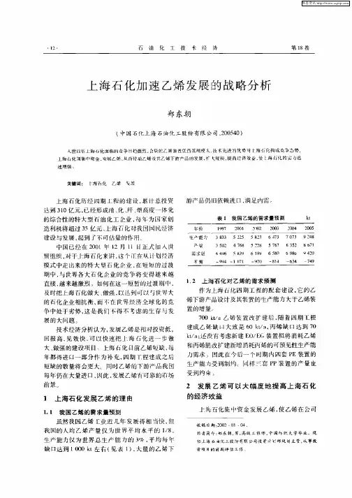 上海石化加速乙烯发展的战略分析