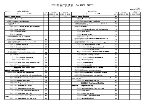 中英文财务报表空白模板(金融非金融完整版)