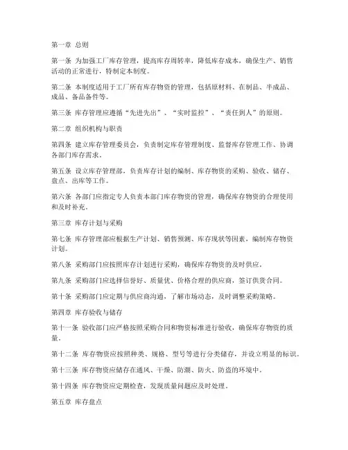 工厂库存库存管理制度