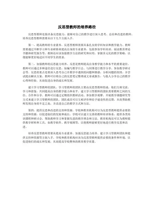 反思型教师的培养路径