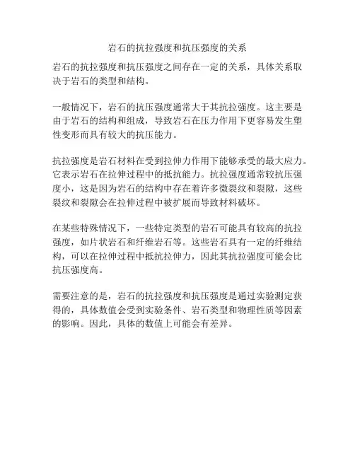 岩石的抗拉强度和抗压强度的关系