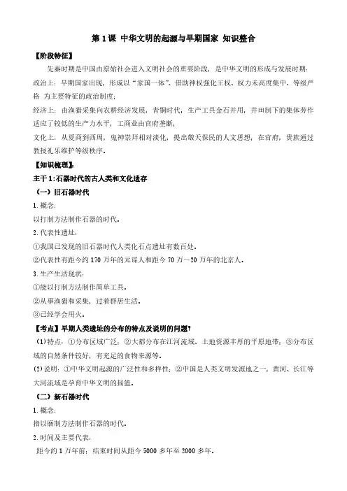 第1课 中华文明的起源与早期国家 知识整合