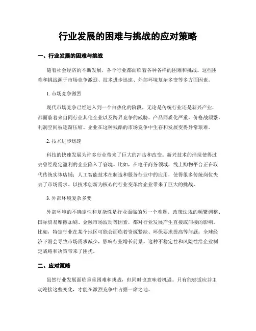 行业发展的困难与挑战的应对策略