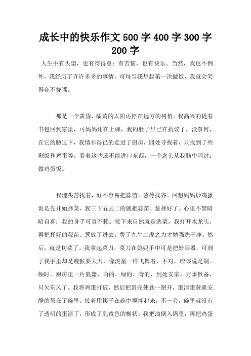 成长中的快乐作文500字400字300字200字