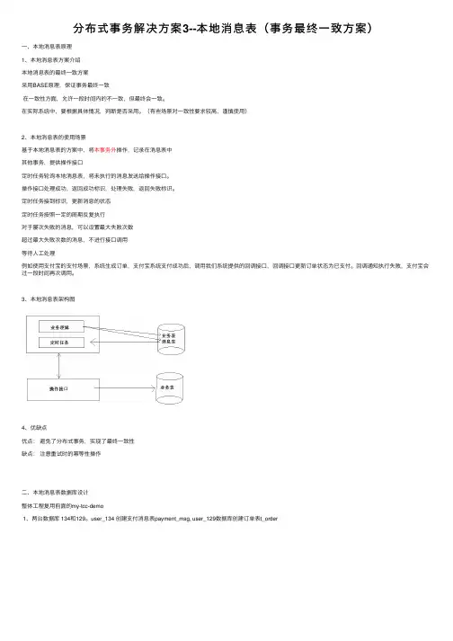 分布式事务解决方案3--本地消息表（事务最终一致方案）