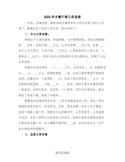 2024年乡镇干部工作总结(三篇)