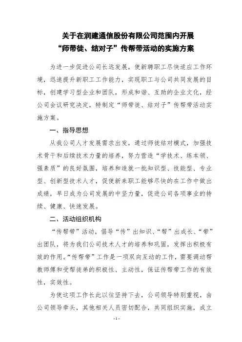 传帮带实施方案