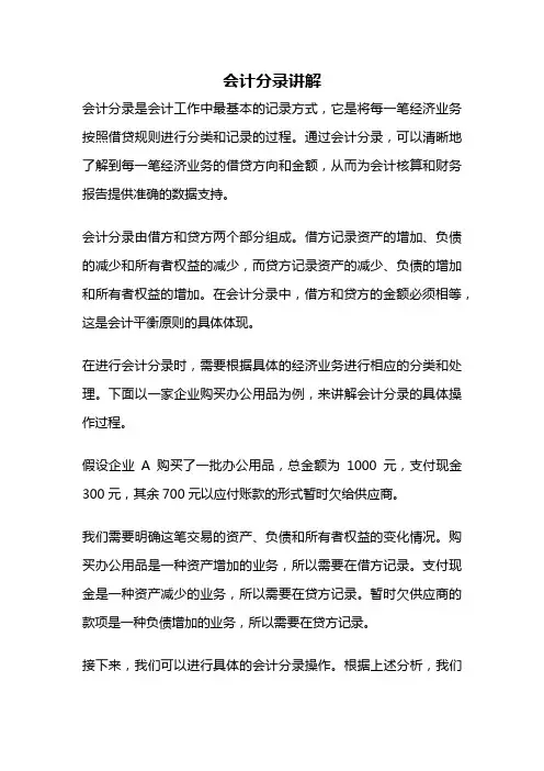 会计分录讲解