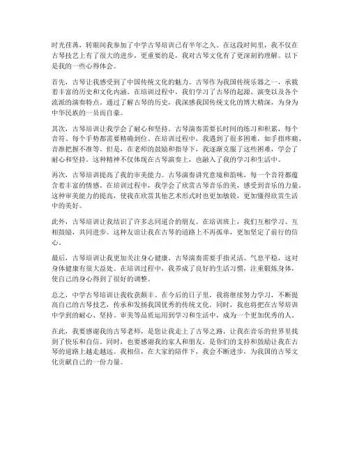 中学古琴培训心得体会范文