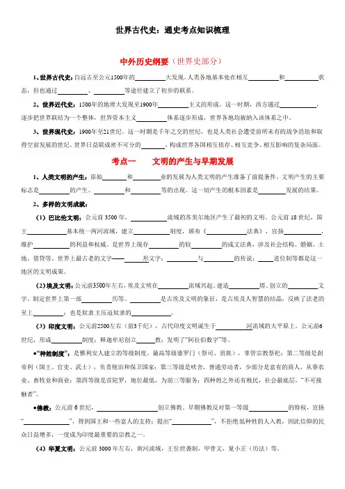 专题04 世界古代史-新高考历史通史考点知识梳理(学生版)