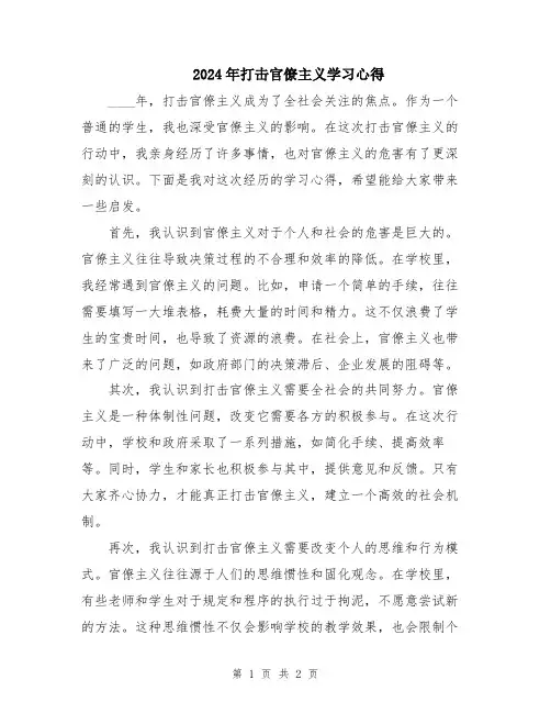 2024年打击官僚主义学习心得