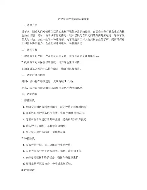 企业公司种菜活动方案策划