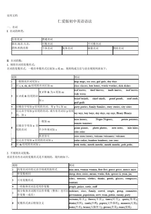 仁爱版初中英语语法(归纳)