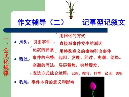 初中作文辅导：记事型记叙文PPT (共11张PPT)