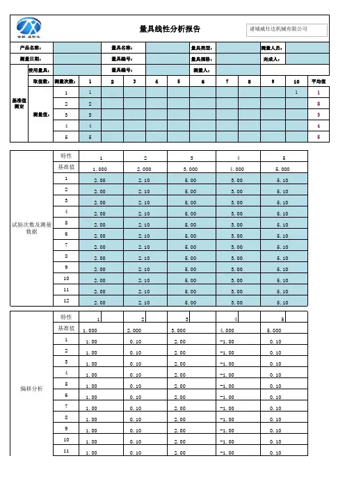 【MSA模板】计量型量具线性分析报告-更新