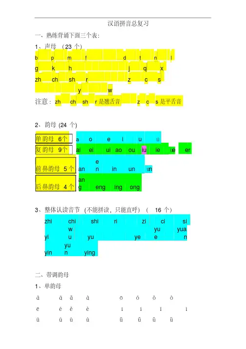 部编人教版小学语文一年级上册期末总复习资料(全册)(完美版)