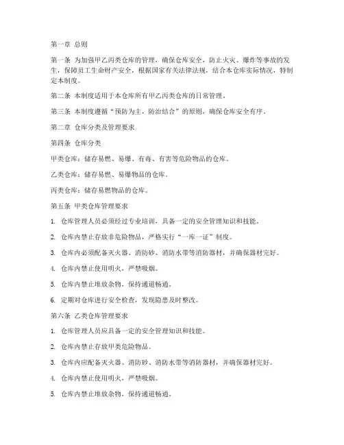 甲乙丙类仓库管理制度