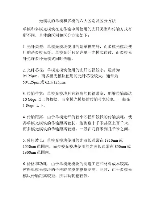 光模块的单模和多模的六大区别及区分方法