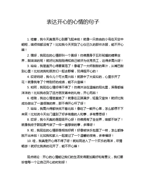 表达开心的心情的句子