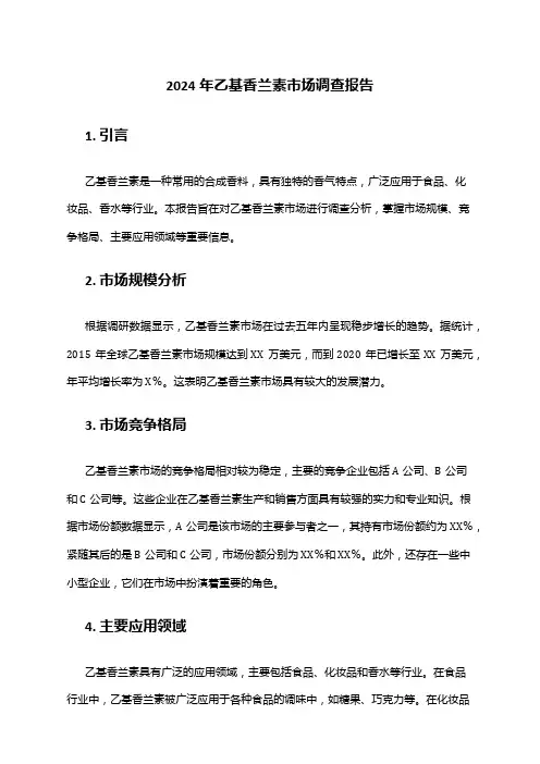 2024年乙基香兰素市场调查报告