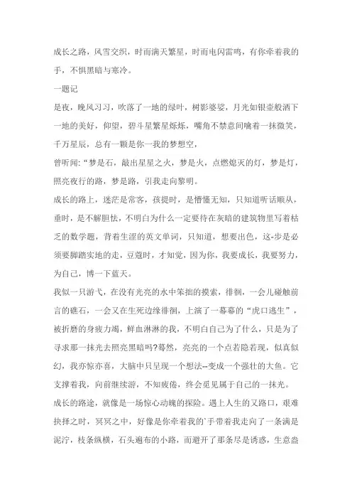 我在成长的路上中考作文