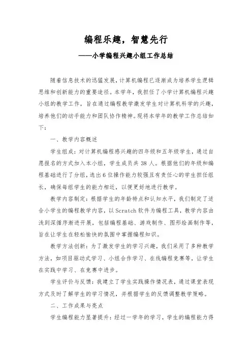 编程兴趣小组工作总结