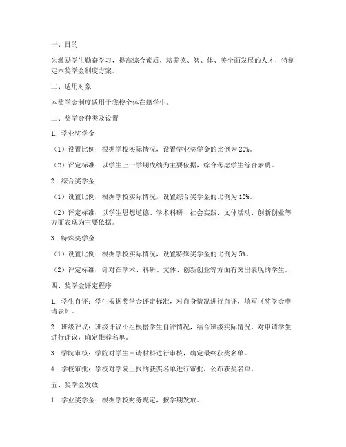 学校奖学金制度方案