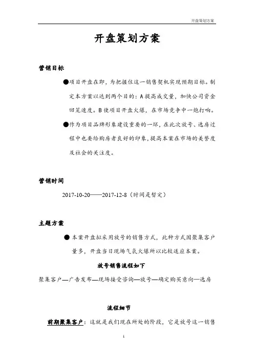 2017年最新楼盘开盘策划方案