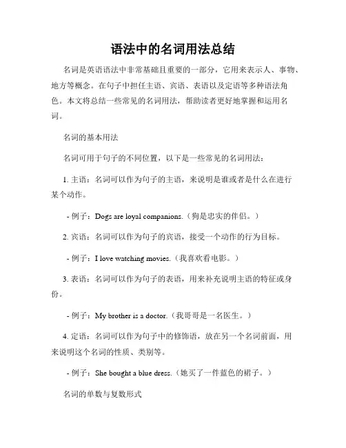 语法中的名词用法总结