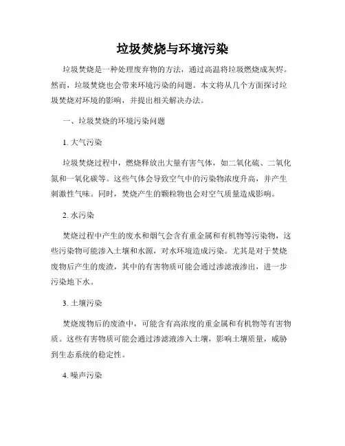 垃圾焚烧与环境污染