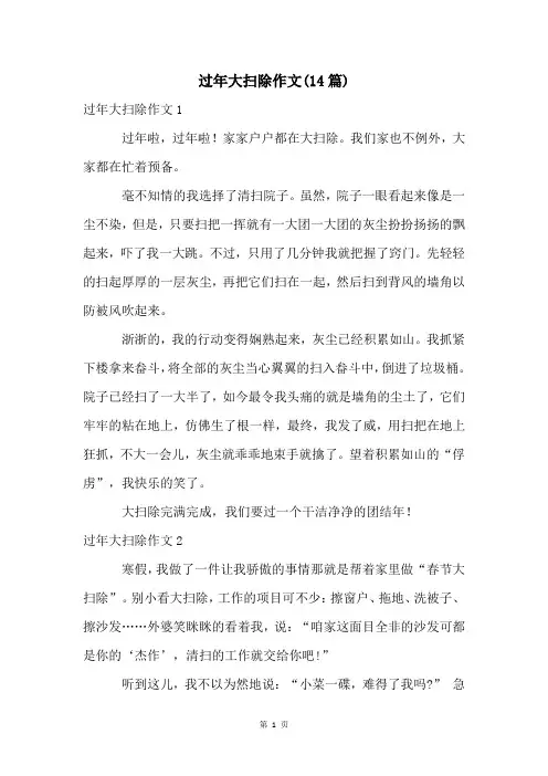 过年大扫除作文(14篇)