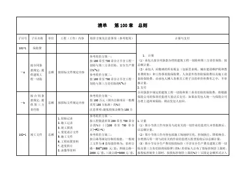 公路工程工程量清单第100章解析及计量支付