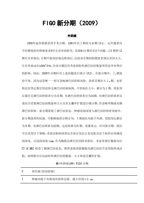 FIGO妇科肿瘤新分期(2009)