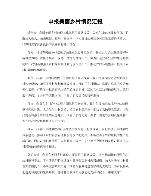 申报美丽乡村情况汇报