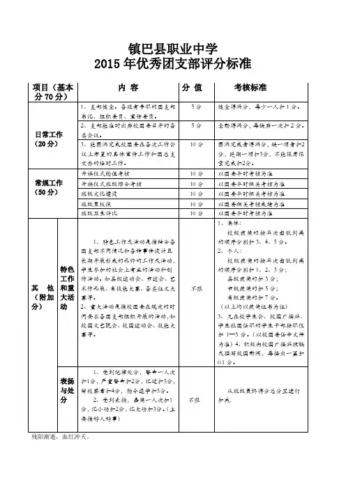 优秀团支部考核评分细则