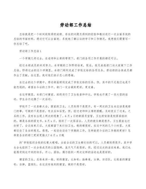 劳动部工作总结