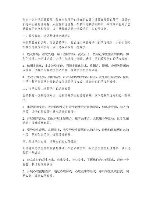思品小学教学心得体会