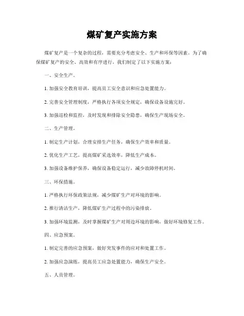 煤矿复产实施方案