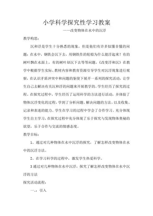 小学科学探究性学习教案