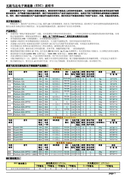好盈电调设置说明书
