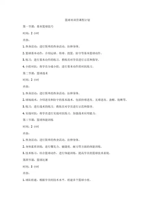 篮球培训营课程计划