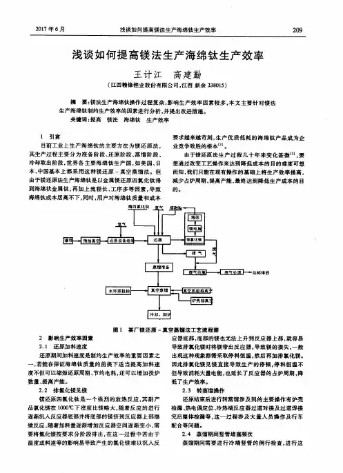 浅谈如何提高镁法生产海绵钛生产效率