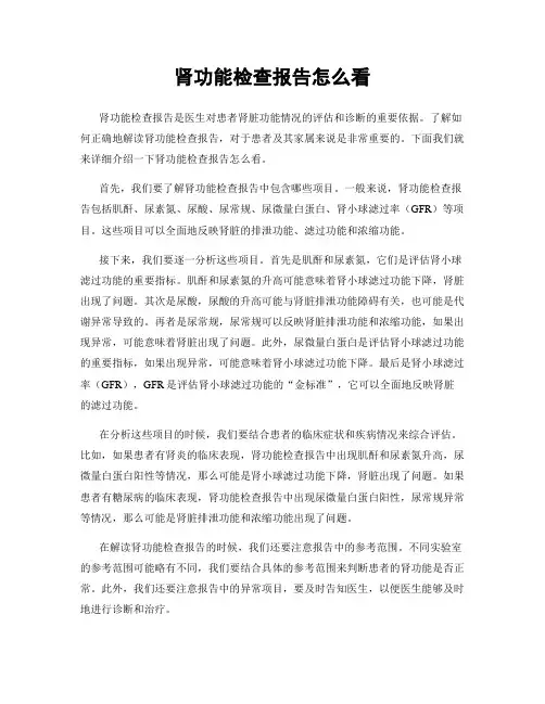 肾功能检查报告怎么看