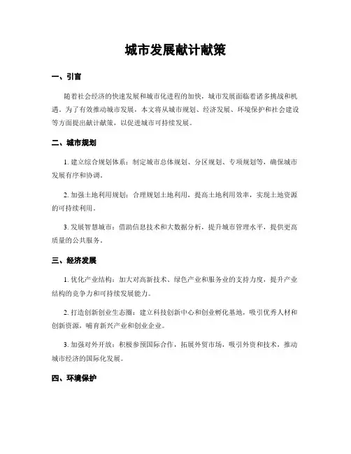 城市发展献计献策