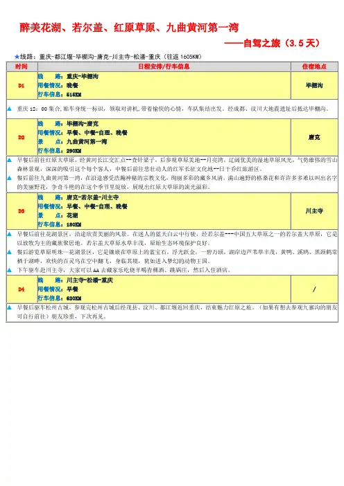 醉美花湖、若尔盖、红原草原、九曲黄河第一湾(行程)