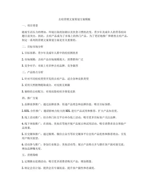去痘营销文案策划方案模板