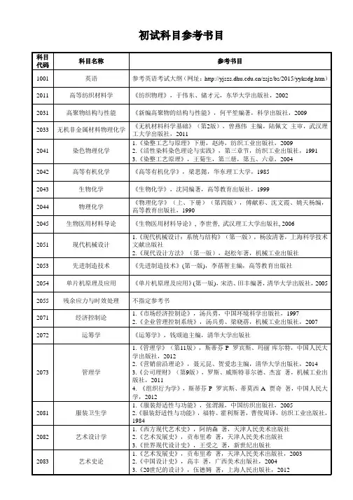 东华大学博士初试参考书目
