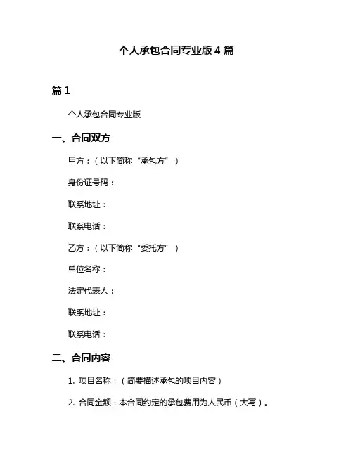 个人承包合同专业版4篇