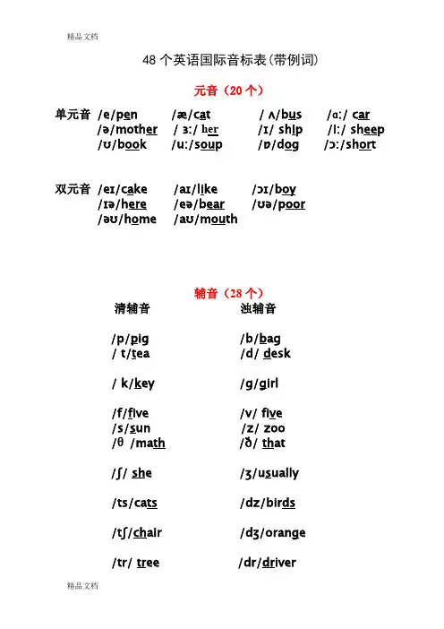 最新小学英语国际音标表(发音字母及单词举例)